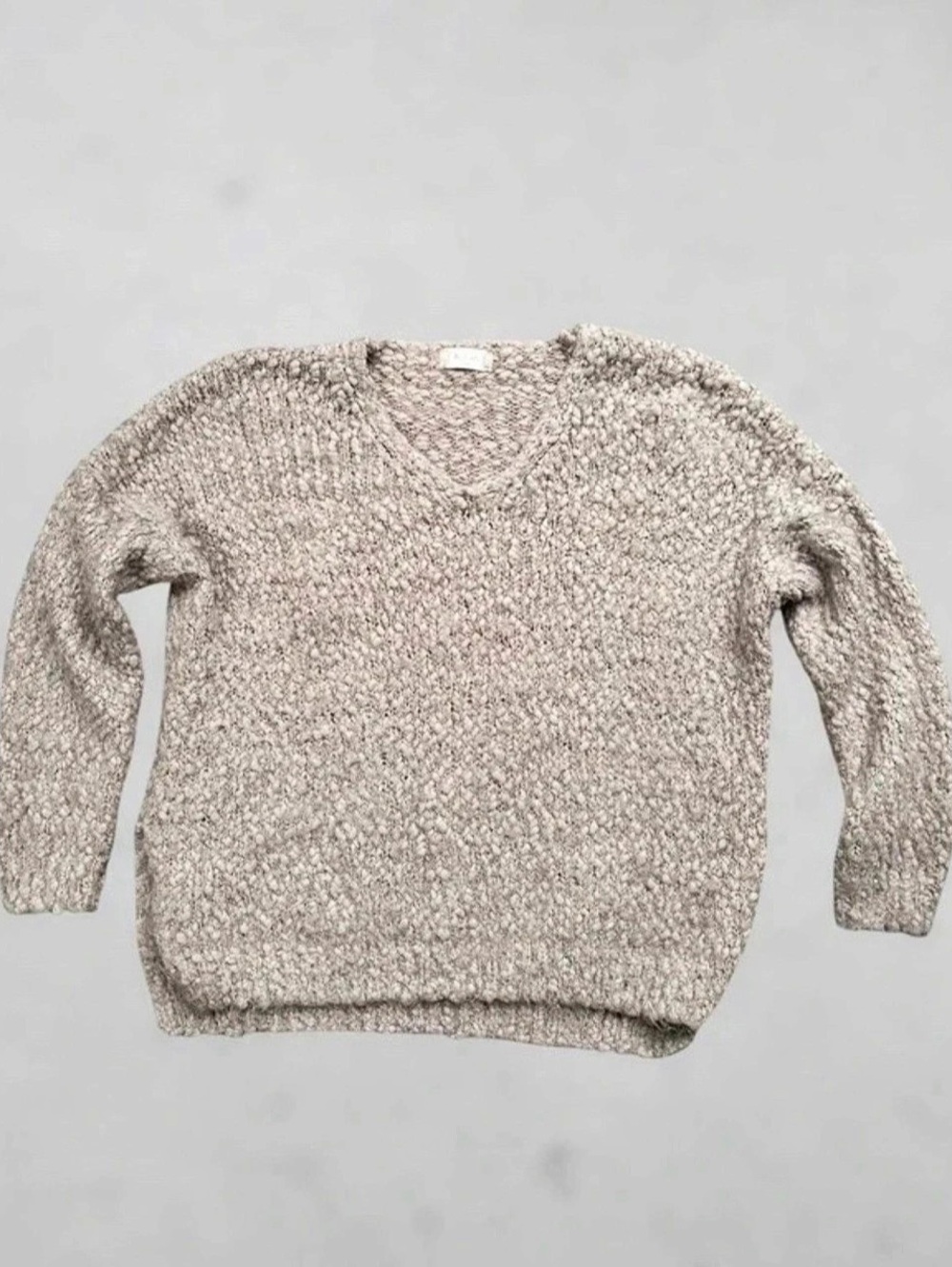 Altar'd State Oatmeal Boucle V-Neck Sweater S/M
